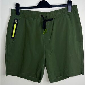 Avalanche Men's Athletic Shorts - Forest Green with Neon Accents men’s large